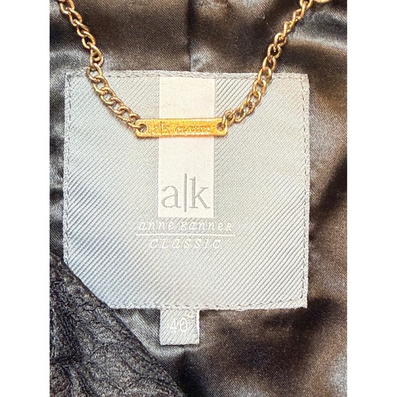 Anne Kanner Classic Black Lace Double Breast Peacoat Jacket Women 40 Date Night - Picture 4 of 9